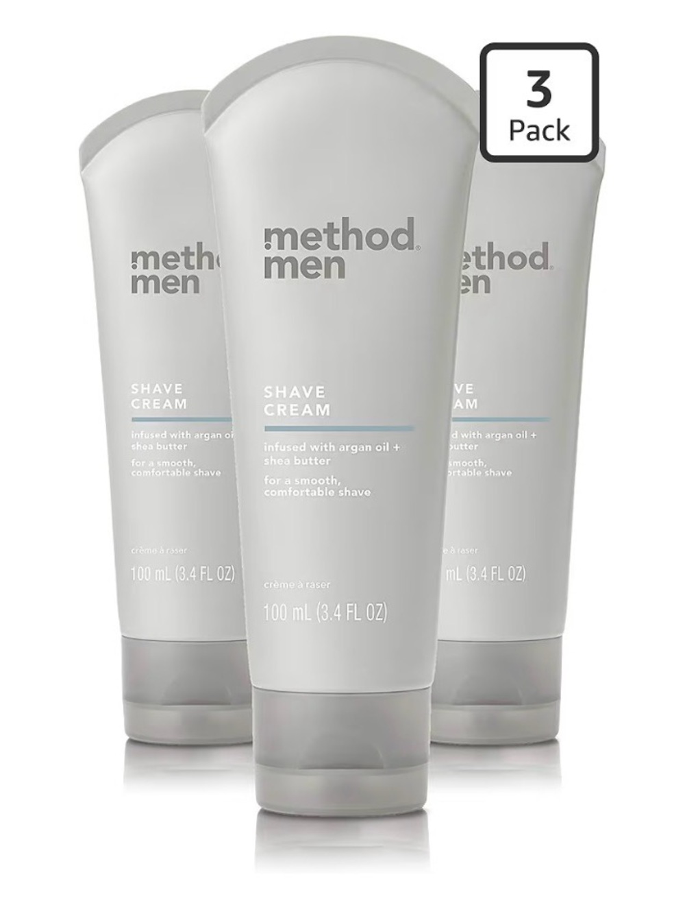 Method Men Shave Cream Infused with Argan Oil & Shea Butter 3x 3.4 oz Tubes